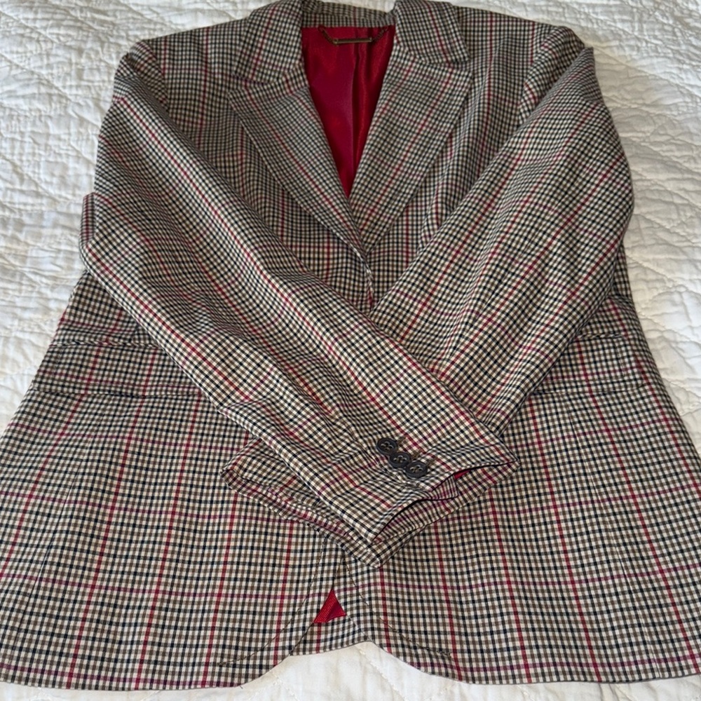Trina Turk Red and Black Patterned Blazer